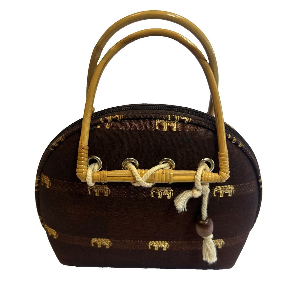 Handmade Eco-friendly Bamboo & Denim Elephant Theme Handbag Women's Bags